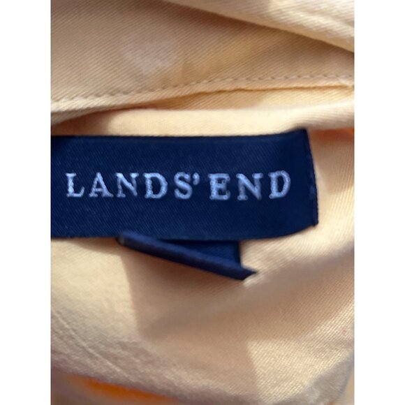 Lands End Mens Yellow Button-Down Shirt XL 17-17.5 Cotton Long Sleeve Business - Picture 7 of 10